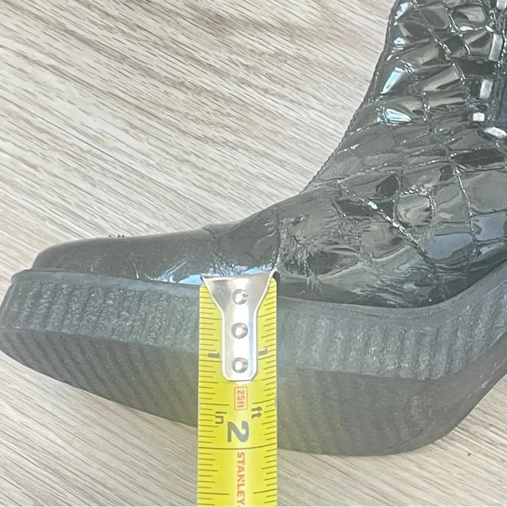 HUSH PUPPIES BLACK CROCODILE IMPRINT POINTY TOE HELLED ANKLE BOOTIES SIZE 38 - Picture 7 of 9